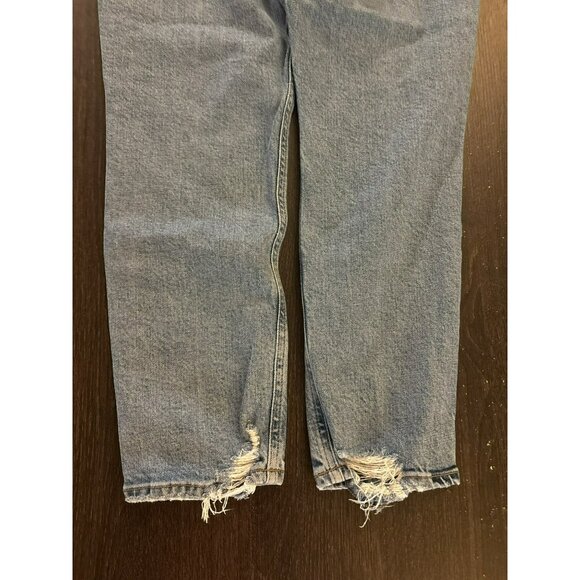 Agolde Nico Button-Fly  Distressed High-Waisted Straight-Leg Ankle Jeans Size 30 - Picture 6 of 9